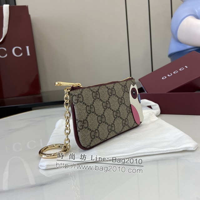 Gucci專櫃古馳最新款飾貓頭鷹細節GG迷你錢包零錢包 jh2031型號：818768